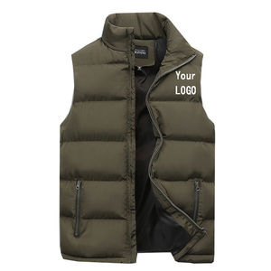 High Quality Navy <b>Blue</b> Sleeveless Men's Woolen Puffer Vest-Customizable Color Logo Comfortable Breathable Anti-Shrink Winter - Product Image 4