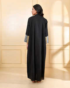 <b>Hot</b> Black Color <b>for</b> Party Printed V-Neck Long Sleeve Floor Length Women Occasion <b>Dress</b> - Product Image 5