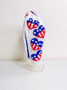 Diademas para niñas del Día DE LA Independencia de EE. UU., rojo, blanco y azul, accesorio para el cabello anudado con cuentas de semillas de diseño personalizado para el 4 de julio - Product Image 5