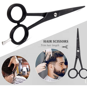 Tijera de peluquería de acero inoxidable de alta calidad 440c, tijera de peluquero de pelo plano negro y azul - Product Image 2