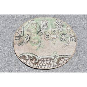Grand tapis turc vintage de 180x240 pouces beige et vert motif rectangle de 10mm d'épaisseur pour le salon ou le chevet - Product Image 4