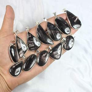 จี้เงินไฮเพอร์สเทนแวววาวขอบสร้อยคออัญมณีไฮเปอร์สีเงินขอบเครื่องประดับจี้ชุบเงินสำหรับผู้หญิง - Product Image 1