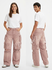 Low MOQ Fashion Style Denim <b>Cargo</b> Pants Custom Multi Pocket <b>Wide</b> <b>Leg</b> Streetwear Loose Fit Utility Trousers Casual Denim Pants - Product Image 6