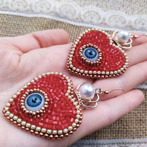 Pendientes de cuentas bohemias con flecos en cascada Andy de diseño turquesa, regalo de joyería único - Product Image 1
