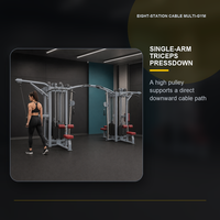 Sistema de entrenamiento de fuerza con cable para gimnasio multiestación de 8 estaciones, con polea alta, polea larga, dominadas y crossover