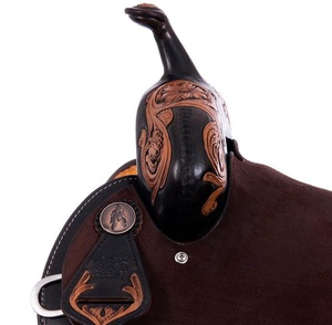 Mayorista indio Adulto Estilo occidental Sillín de caballo inglés Pleasure Trail Barrel Racing Sillín de cuero para montar a caballo - Product Image 3