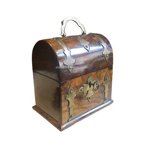 Antique Look Wooden and Brass Bound Hinged Scent <b>Bottle</b> Casket Box <b>Vintage</b> Style Decorative Storage Case for <b>Perfume</b> <b>Bottles</b> - Product Image 1