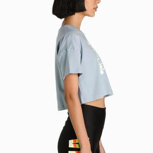 T-shirts en satin 100 % coton 120 g/m² pour filles, personnalisables par impression décolorante, hauts courts amples à manches courtes, printemps-automne - Product Image 3