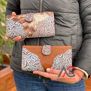 มาใหม่แกะสลักนูนกระเป๋าสตางค์สไตล์ Cowhide หนังกรณีโทรศัพท์ร้อนขายสีเทอร์ควอยซ์หนังอินเทรนด์คลัทช์ - Product Image 1