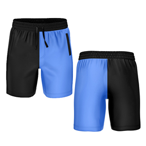 Pantalones Cortos Deportivos de Punto para Hombre, Color Azul y Negro, Cintura Media, Cordón Ajustable, Secado Rápido, con Bolsillos Laterales, Corte Atlético Informal - Product Image 1