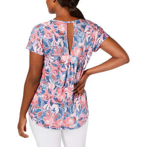 Top da donna Ideology taglie forti con stampa floreale e scollo a goccia sul retro, traspirante - Product Image 2