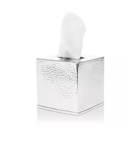 High Demanded Silver Color Shiny Polished Heavy Duty Metal <b>Hammered</b> Texture Unique Designer Tissue Paper <b>Holder</b> & Box Supplies - Product Image 3