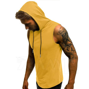 เสื้อกล้ามมีฮู้ดสำหรับออกกำลังกายผ้าฝ้าย100% ระบายอากาศได้ดีขนาดพลัสไซส์ออกแบบโลโก้ได้ตามต้องการแบบถัก - Product Image 2