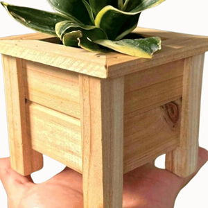 Maceta pequeña cuadrada de madera de acacia para decoración del hogar, maceta para exteriores para jardín, hecha a mano en Vietnam - Product Image 2