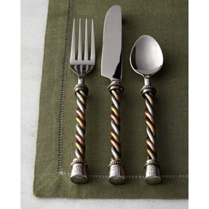 Ensemble de couverts en acier inoxydable rustique fait à la main avec manche déchiré pour la cuisine, couverts de qualité supérieure, cuillères, fourchettes et couteaux - Product Image 4