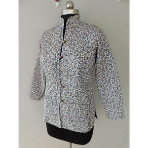 Indian Block Floral Printed Quilted <b>Jacket</b> for <b>Women</b> Fashionable Short Party Wear Dress Breathable and Woven in Winter - Product Image 2