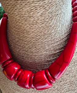 Collier de perles en résine craquelée rouge CRAFT EXIM, bijoux fantaisie faits à la main, 100g, Inde - Product Image 4