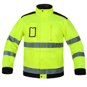 Veste de sécurité haute visibilité réfléchissante à fermeture éclair, motif personnalisé OEM/ODM pour hommes, vêtements de travail imperméables 100 % polyester sur mesure - Product Image 1