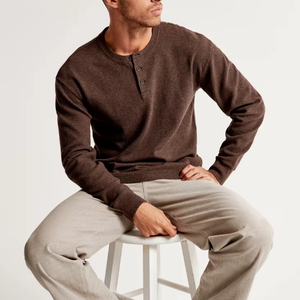 T-shirt noir pour homme à manches longues double couche, coupe épaules tombantes, haute qualité, tendance, grammage lourd, style mode - Product Image 3