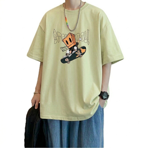 T-shirts imprimés pour hommes style urbain 100% coton biologique respirant et écologique, motifs personnalisables, hauts à manches courtes (180g) - Product Image 3