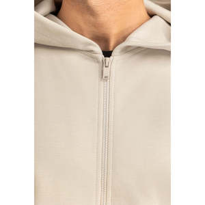 Veste décontractée à capuche zippée pour l'automne, coupe régulière, en polaire tricotée polyester/coton, douce et respirante, OEM ODM Marque Privée - Product Image 2