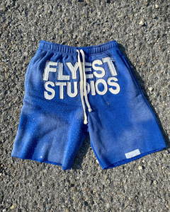 Ropa deportiva de algodón para correr, pantalones cortos de verano para hombre, pantalones cortos de lavado ácido de calle con diamantes de imitación, pantalones cortos de sudor con bordado con cordón - Product Image 1