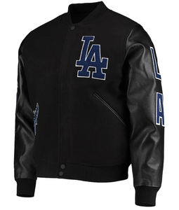 Chenille broderie Los Angeles noir Varsity veste en cuir manches baseball letterman varsity veste pour hommes en gros - Product Image 6
