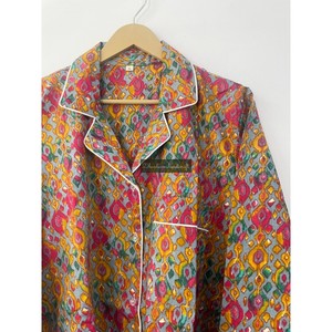 Vente en gros vêtements de nuit d'été élégants 100% coton pyjama grande taille à imprimé géométrique indien ensemble robe vêtements de nuit en gros - Product Image 3