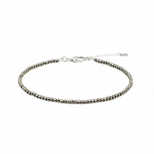 Tobillera Bohemia de Pirita Natural para Protección y Energía Positiva - Joyería de Cristal Curativo Natural (Acero Inoxidable) - Product Image 1