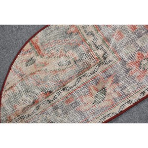 พรมขนสัตว์สีเบจสีแดงสไตล์วินเทจ1.5ft 2.5 x งานแฮนด์เมดสไตล์ตุรกีผืนใหญ่งานเย็บติดโถงทางเดินทรงสี่เหลี่ยมผืนผ้าน้ำยางขนเฟอร์ทรงสี่เหลี่ยมผืนผ้า - Product Image 5