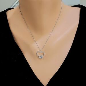 925 Sterling <b>Silver</b> Heart Pendant with White Stone <b>Pen</b> Design & Rhodium Plating Trendy 14K Gold Rose Gold Diamond Jewelry - Product Image 3
