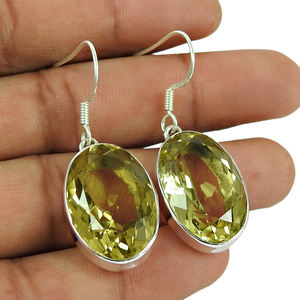 Pendientes colgantes con forma de piedra ovalada de piedras preciosas de Aventurina verde Natural de Plata de Ley 925 de nuevo diseño más vendido para mujeres y niñas - Product Image 4