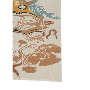 Alfombra de Lana Anudada a Mano Sthir Ivory Piwl-7006 con Patrón Abstracto para Decoración del Hogar, Estilo Tabriz para Sala de Estar y Dormitorio, Hecha a Mano - Product Image 4