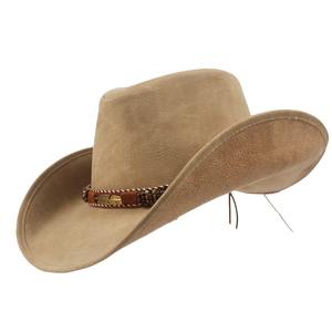 100% Genuine Leather Unisex Women Men Western Cowboy Hat for Lady Dad Fedora <b>Sombrero</b> Hombre Caps Size 58-59CM - Product Image 2