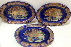 Piatto in Porcellana con Design a Pavone, Placcato Oro Marocchino, Regalo <span class=keywords><strong>Vintage</strong></span> Giapponese, Piatto per Frutta Secca - Product Image 6