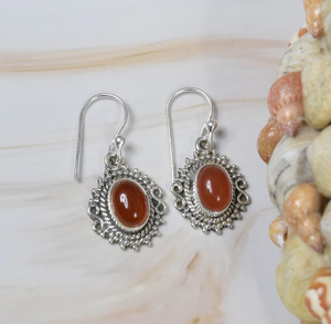 Wholesale Popular 925 <b>Sterling</b> <b>Silver</b> Red Carnelian Dangle <b>Earrings</b> Bohemian <b>Hoop</b> Jewelry for Christmas Gift Handmade - Product Image 2