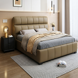 Pronto per la Spedizione: Letto Matrimoniale in Vera Pelle Italiana di Lusso Leggero, Struttura KD, Mobili per Camera da Letto, Letto con Contenitore a Gaslift, OEM - Product Image 2