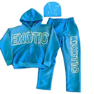 Logo personnalisé deux pièces hommes Streetwear ensemble de survêtement 100% coton respirant sport sweat-shirt jogger à capuche - Product Image 1