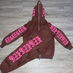 Survêtements personnalisés respirants grande taille épais à triple fermeture éclair coupe carrée entièrement imprimés avec strass longueur intégrale délavés à l'acide pour femmes évasés - Product Image 2