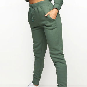 Pantalones Deportivos de Mujer de Alta Calidad, Teñidos de Verde, Cintura Elástica, Corte Ajustado, con Bolsillos Laterales - Product Image 3