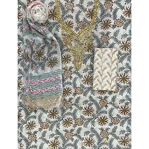 Salwar Kameez de Algodón Estampado sin Coser, Vestido Indio de Estilo Pakistaní para Fiestas, con Cuello y Material de Tela Lawn - Product Image 1