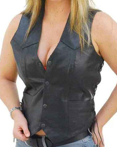 <b>Women's</b> Button up Sleeveless Vest Crop Tops Sexy V Neck Faux Leather Jacket <b>Waistcoat</b> Genuine Leather <b>Women</b> Vest Motorcycle - Product Image 5