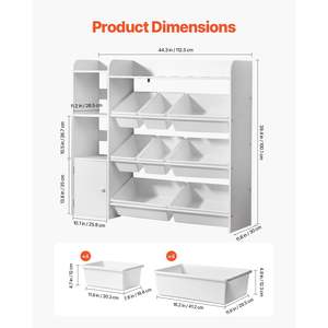 Organisateur de rangement pour jouets d'enfants moderne à 4 niveaux et 8 bacs, en plastique blanc flexible, armoire à compartiments, chambre d'enfant, salle d'étude, chambre à coucher, salon - Product Image 2