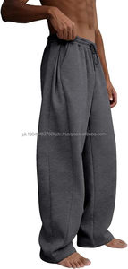 Pantalones de chándal holgados para hombre, de forro polar grueso, de pierna ancha con cordón, joggers casuales para descansar con bolsillos - Product Image 6