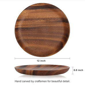 Assiettes rondes en bois d'acacia naturel de bonne qualité, style campagnard, pour dîner et servir, utilisation en fête, vaisselle de cuisine, artisanat Saniya - Product Image 5
