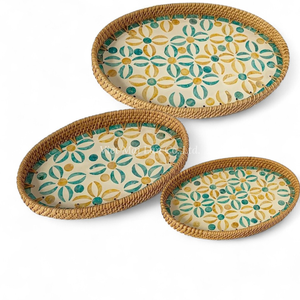 Bandeja Clásica Hecha a Mano con Madreperla y Ratán para Servir en la Mesa de la Cocina y Uso en Restaurantes - Product Image 3