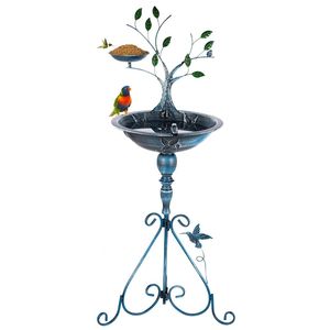 อ่างน้ำนกกลางแจ้งคุณภาพสูง หรูหรา ทำจากเหล็กเคลือบสีบรอนซ์โบราณ พร้อมที่ให้อาหาร - Product Image 5