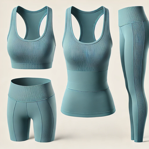 Conjunto de Yoga de 2 Piezas a Cuadros para Mujer, Talla Grande, Sin Costuras, Nuevo, Otoño, Levanta Glúteos, Pantalones Cortos Deportivos, Leggings de Gimnasio, Cintura Alta - Product Image 3