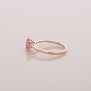 Anillo de Diamante Rosa Ovalado de 0.77ct Cultivado en Laboratorio, Oro Amarillo, Blanco y Rosa de 14K, Joyería de Compromiso Solitario - Product Image 2