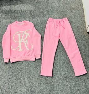 Premium <b>100</b>% Cotton 2-Piece Woman Set Distressed Embroidery 3D Stone Printed Sweat Suits Stylish Custom Casual Tracksuits Winter - Product Image 3